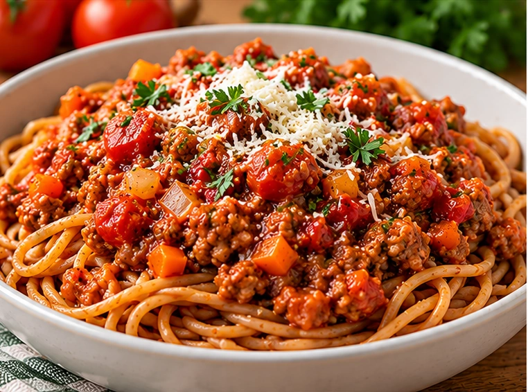 Turkey Bolognese with Whole-Wheat Spaghetti